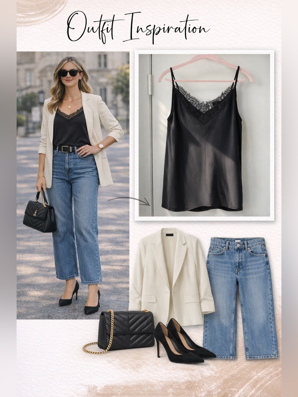 H&M Black Lace Detail Top